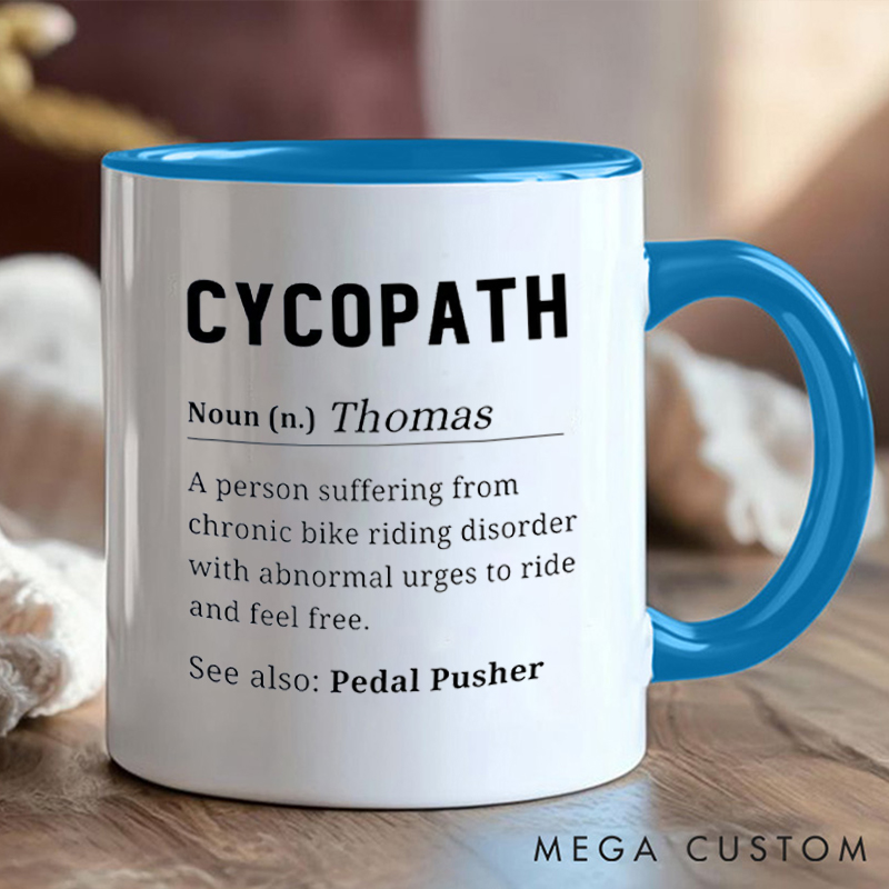 Personalized Cycopath Coffee Cup Mug with Funny Cycling Definition for Outdoor Adventures Riding Cycling Biking Enthusiasts