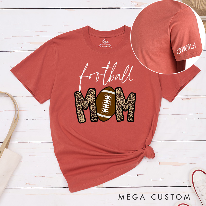 Personalized American Football Mom T-Shirts with Custom Name for Mother's Day