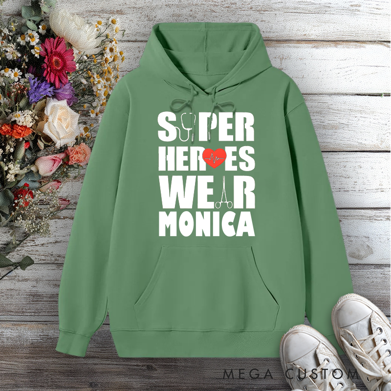 Personalized Hoodies for Nurse Superheroes Wear Scrubs Design Hoodies International Nurse Day Gift