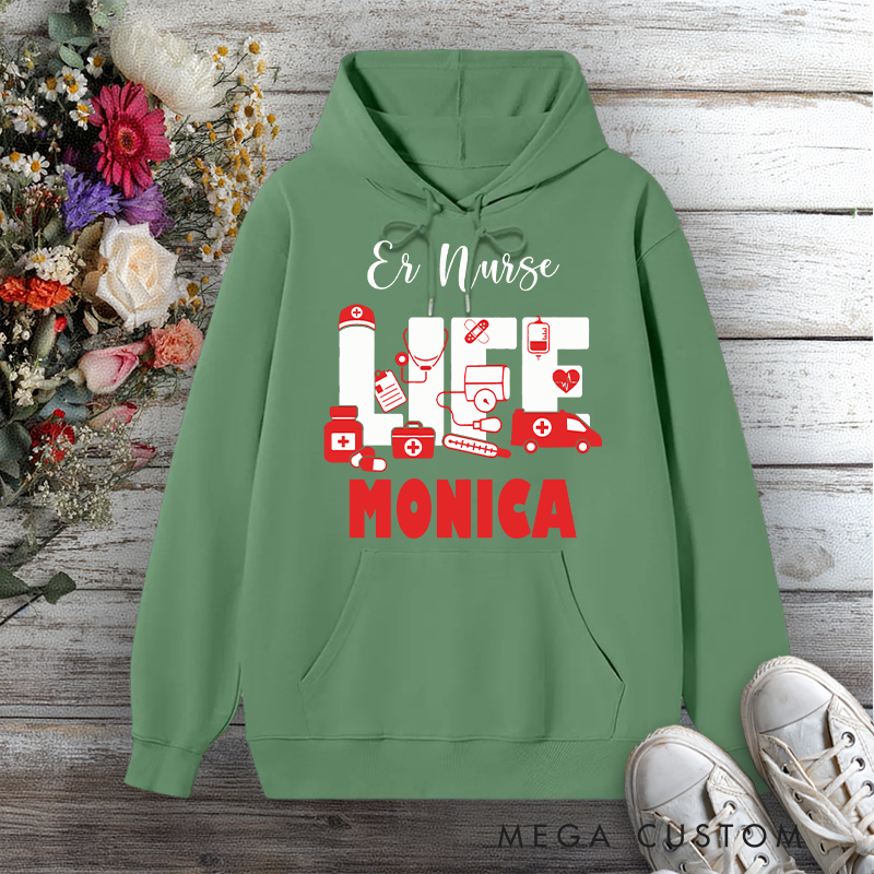 Personalized Hoodies for Nurse ER Nurse Life Design Hoodies International Nurse Day Gift