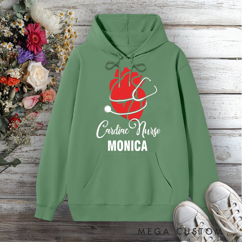 Personalized Hoodies for Nurse Cardiac Nurse Heart of Care Design Hoodies International Nurse Day Gift