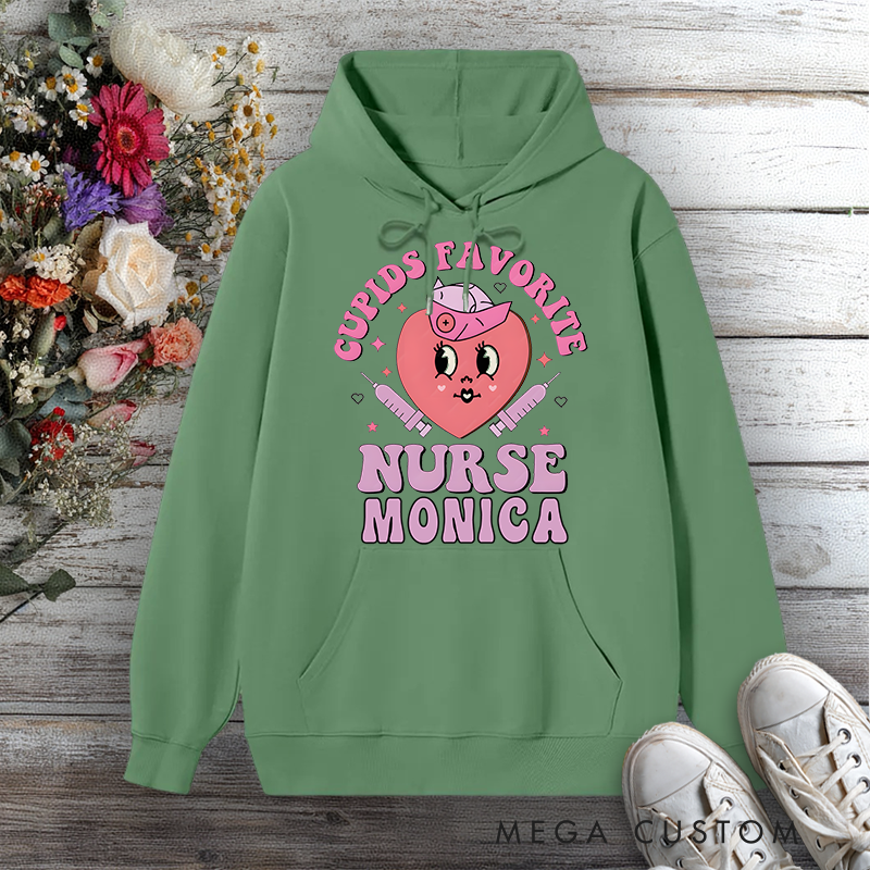 Personalized Hoodies for Nurse Cupid's Favorite Nurse Design Hoodies International Nurse Day Gift
