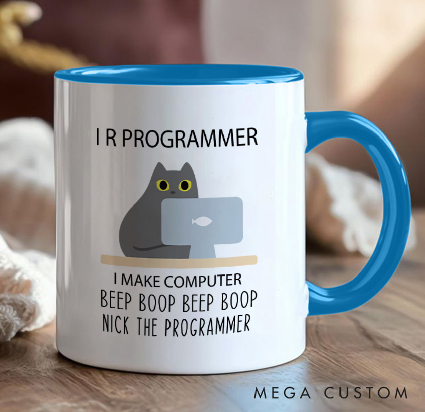 Personalized Programmer Cat Mug A Fun Take On Coding Life Mug Technology Computer Coffee Cup Gift for Geek Nerd Lovers