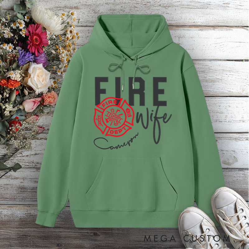 Personalized Hoodie Fire Wife Design with Fire Department Emblem Design Gift for Firefighter