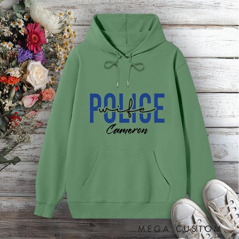 Personalized Police Wife Hoodie with Bold Text Design Gift for Police Officers Police Wife