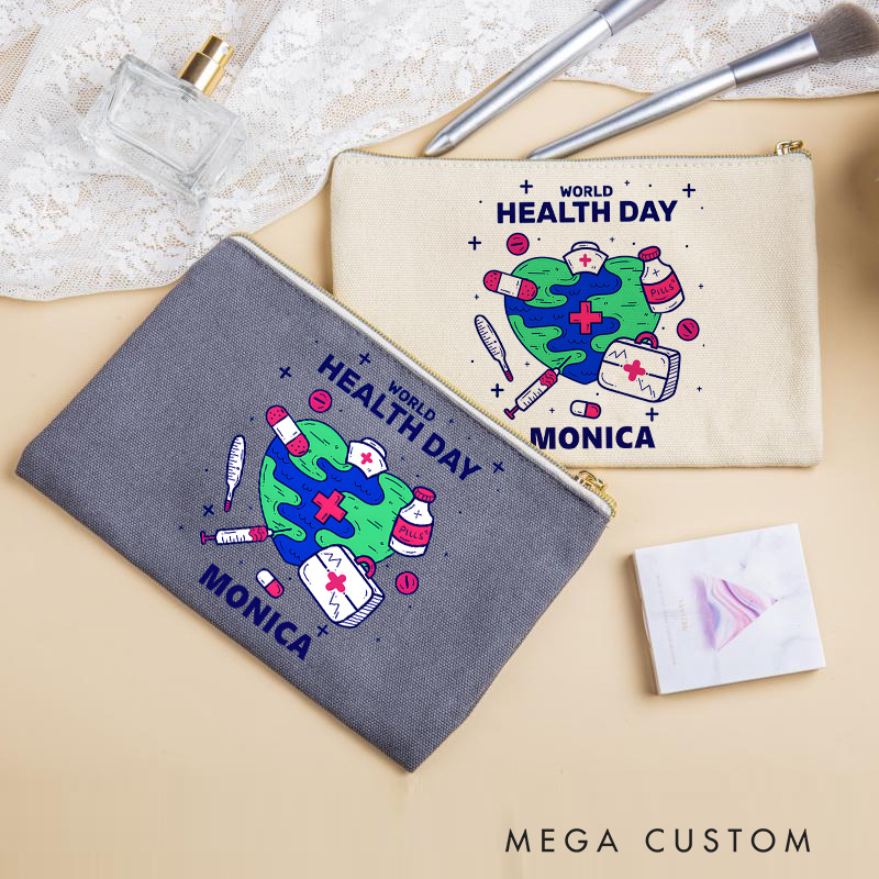 Personalized Makeup Bag for Nurse World Health Day Design Fashion Cosmetic Bag Gift