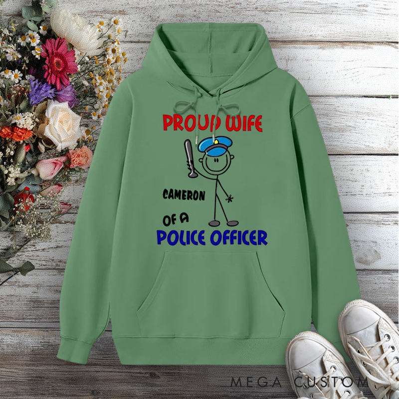 Personalized Police Wife Cartoon Hoodie Proud Wife of a Police Officer Design Gift for Police Officers Wife