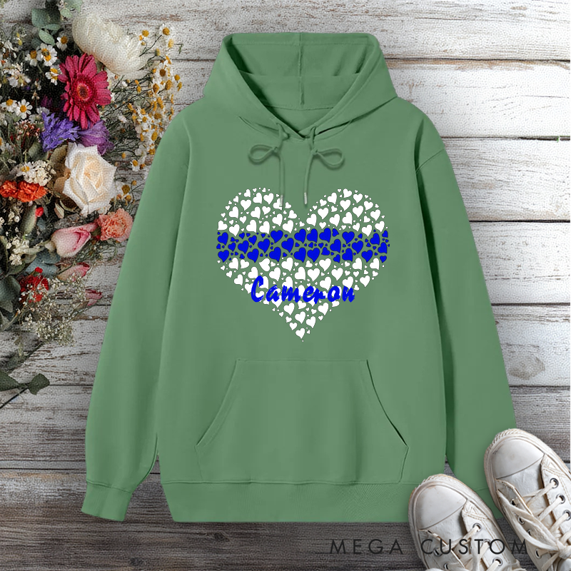 Personalized Police Support Hoodie Heart with Thin Blue Line Design Gift for Police Wife