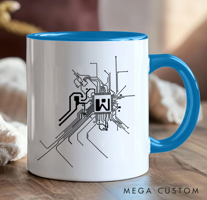 Personalized Digital Circuitry Mug Technology Computer Enthusiasts Coffee Cup Gift for Geek Nerd Lovers