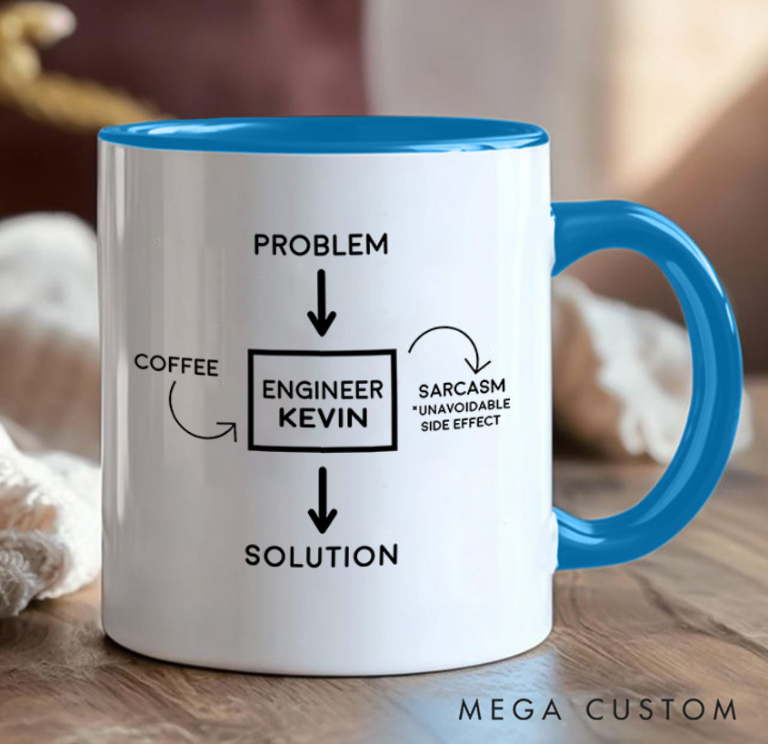Personalized Engineer Workflow Diagram Mug Programmer Technology Computer Coffee Cup Gift for Geek Nerd Lovers