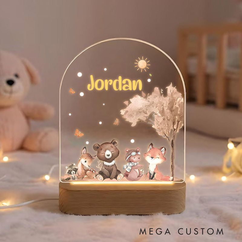 Personalized Forest Animal Friends-Themed for Playful Night Light