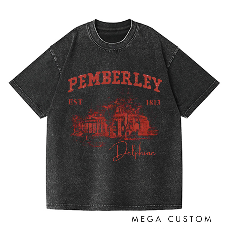 Personalized Pemberley Light Academia Washed T-Shirts Literature Literary Book Shirt Librarian Tee Book Lover Shirt Bookish Reading Bibliophile Gift