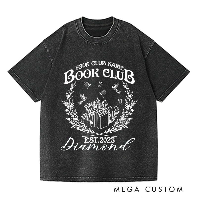 Personalized Book Club Washed T-Shirts Since Reading Club Shirt Bookish Gift Book Lover Gift Book Lover Shirt Name Book Club Tee Book Gift