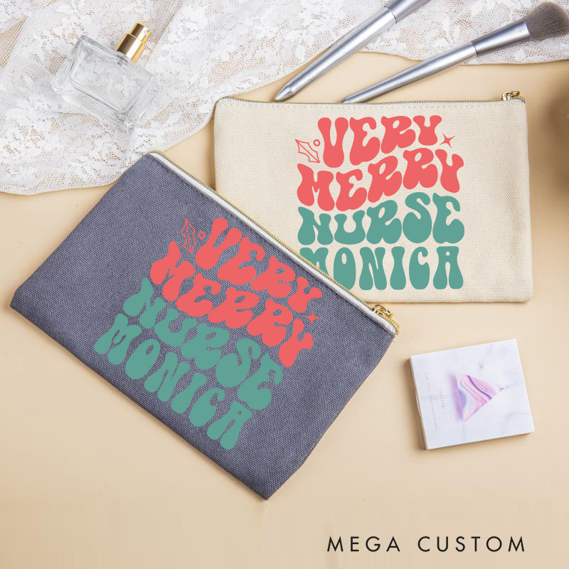 Personalized Makeup Bag for Nurse Very Merry Nurse Design Fashion Cosmetic Bag Gift