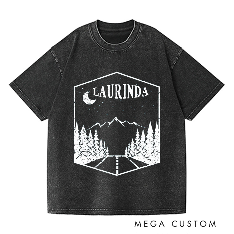 Personalized Nature Washed T-Shirts Mountains Trip Shirt with Name Nature Tee Shirt Gift For Traveler Gift Trip Lover Gift