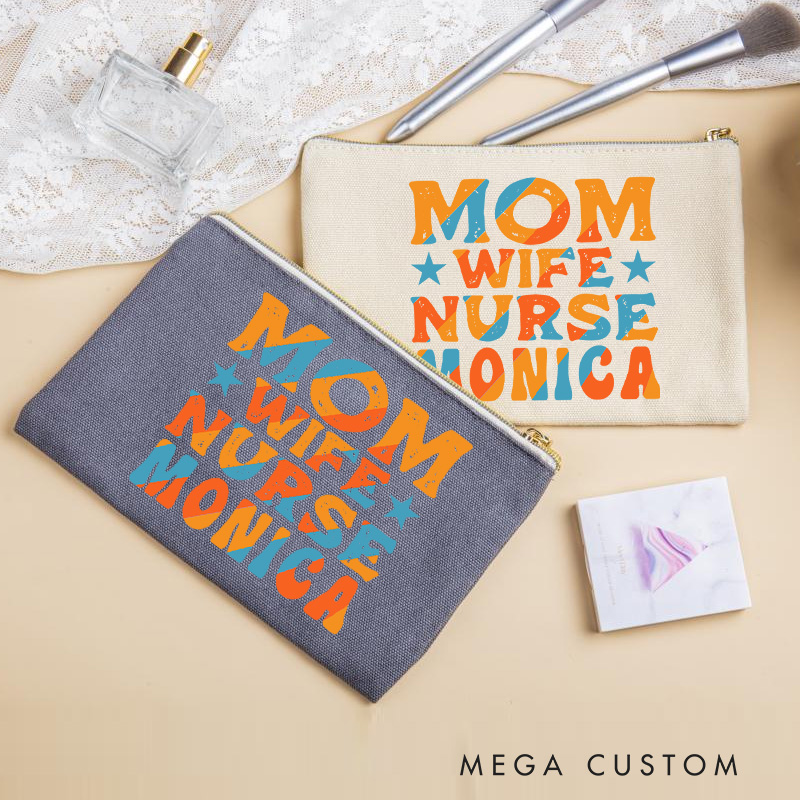 Personalized Makeup Bag for Nurse Mom Wife Nurse Design Fashion Cosmetic Bag Gift