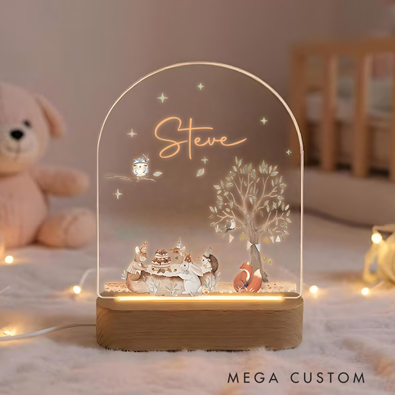 Personalized Woodland Picnic and Owl-Themed for Cozy Light Fixtures