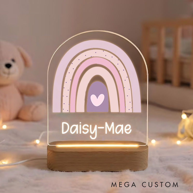 Personalised Name Rainbow LED Night Light Lamp New Baby Gift Nursery Baby Room Name Sign Gift