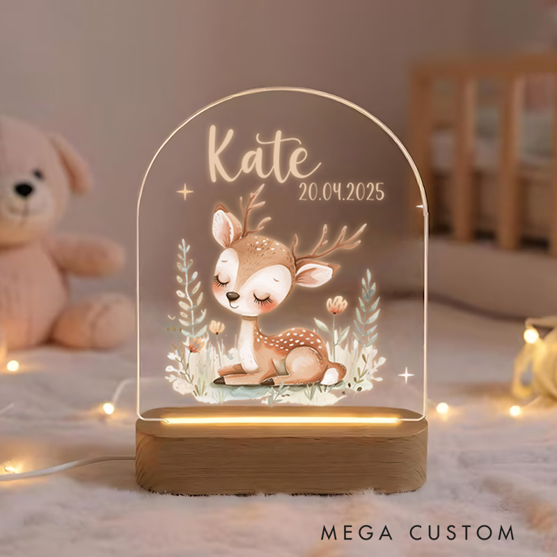 Personalized LED Night Light with Name and Date of Birth for Babies