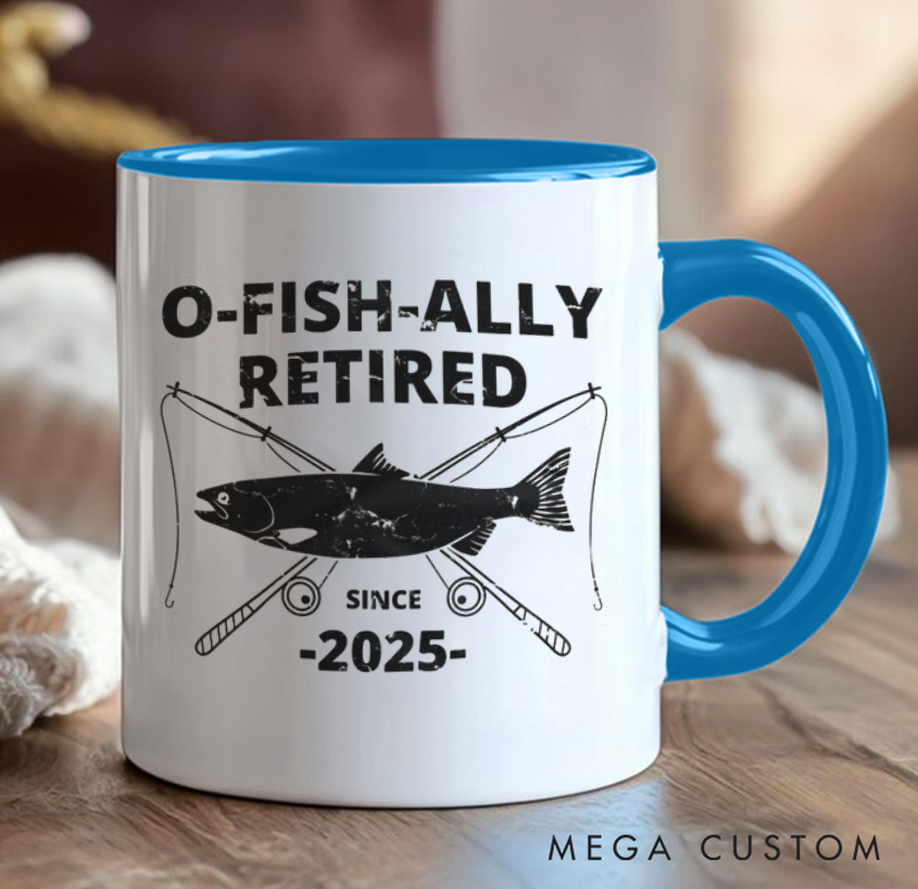 Personalized O-Fish-Ally Retired Mug - Fun Fishing-Themed Retirement Gift