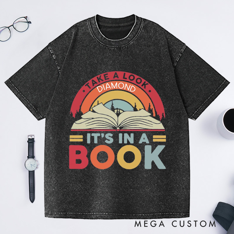 Personalized Reading Rainbow Washed T-Shirts Take a Look It’s in a Book Shirt Reading Vintage Retro Rainbow Shirt with Name Reading Book Gift Shirt Book Lover T Shirt