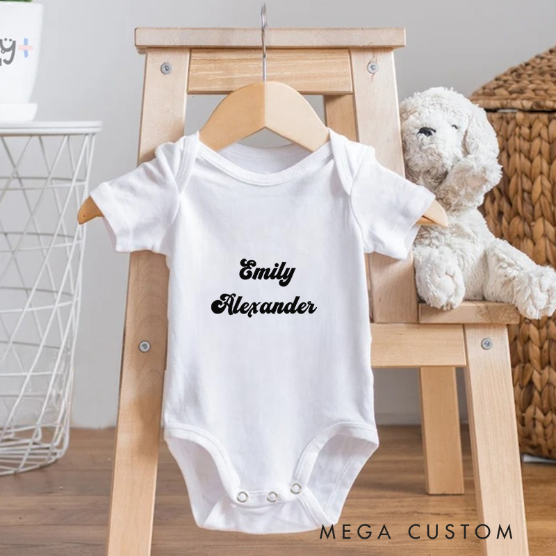 Personalized Emily Alexander Elegant and Minimalist Baby Name Announcement Baby Gift Baby Onesie  