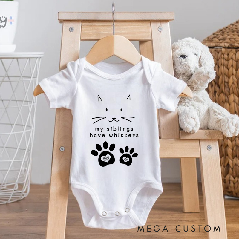 Personalized My Siblings Have Whiskers Cute and Adorable Pet Lover Baby Gift Baby Onesie  