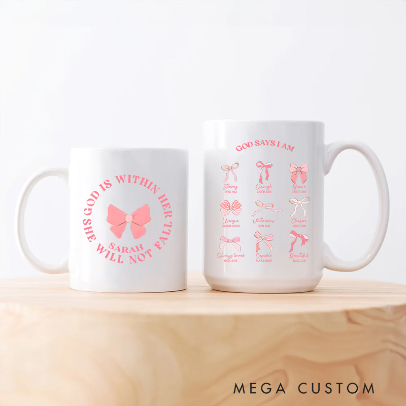 Personalized God Says I Am Bible Verse Christian Ceramic Mug with Name Birthday Gift for Christian Positive Affirmation Religious Gift for Christian