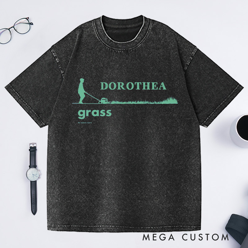 Personalized Grass Men's Washed T-Shirts Men's Tee Shirt Garden Shirt Gardening Lover Shirt Gift For Dad Gardener Shirt Gift