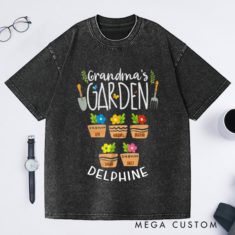 Personalized Grandma's Garden Washed T-Shirts Grandma Gift Nana Shirt Oma Shirt Grandma shirt Grandma Tee Gardening Gifts Mother's Day Gift