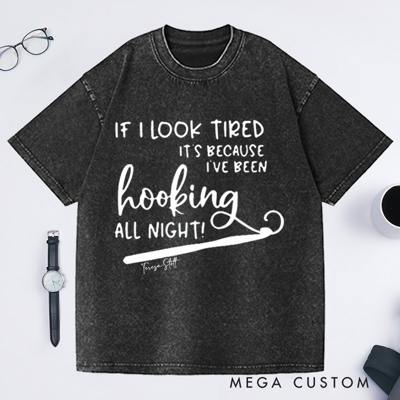 Personalized Funny Crochet Washed T-Shirts Crochet Shirt Crochet T-Shirt Knitting Shirt Crochet Lover Tee Crochet Hoodie Crochet Hook Tee
