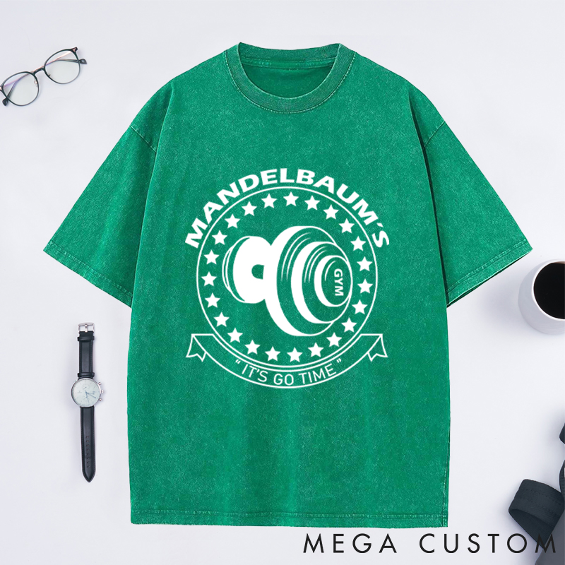 Personalized Gym Washed T-Shirts with Dumbbell Logo Design for Fitness Enthusiasts Bodybuilders and Gym Lovers