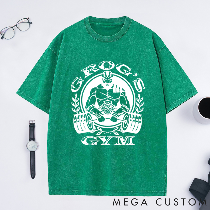 Personalized Gym Washed T-Shirts with Fierce Warrior Lifting Barbell Design for Fitness Enthusiasts Bodybuilders and Gym Lovers
