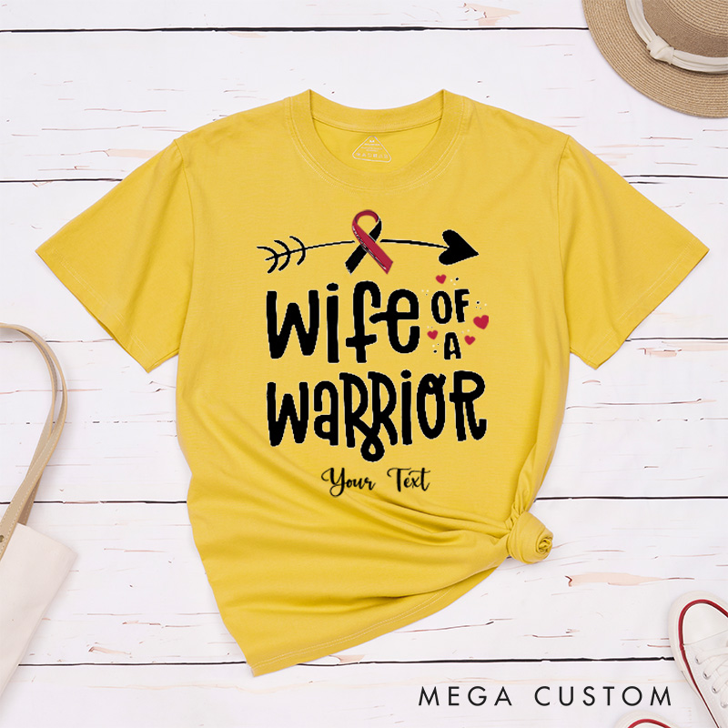 Personalized Wife Of A Warrior Head Neck Cancer Awareness T-Shirt