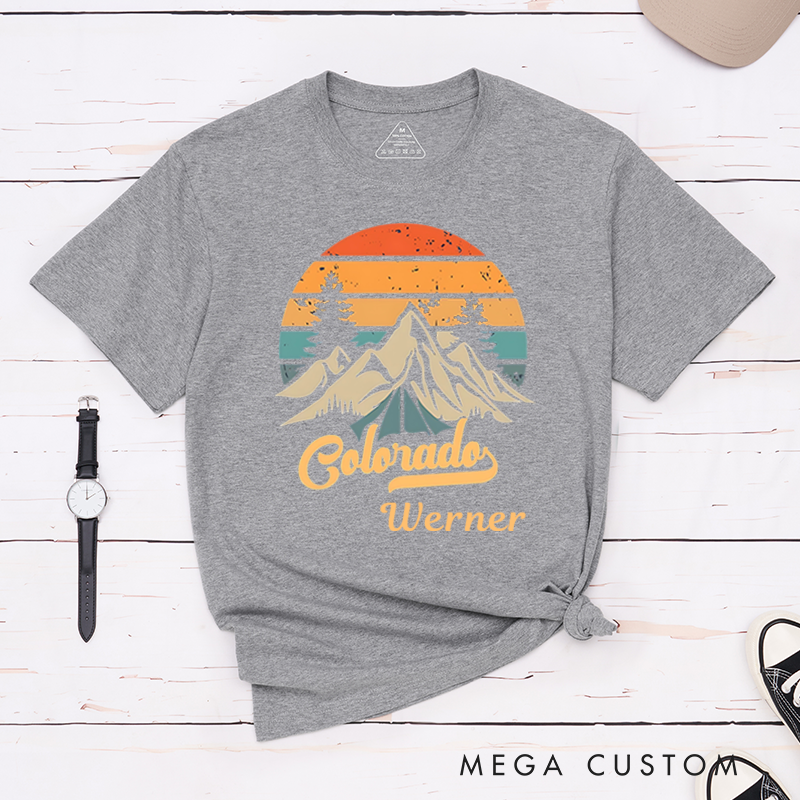 Personalized Rocky Mountain Tetons T-Shirt Camping Hiking Outdoors Shirt Gift for Adventurous Lover