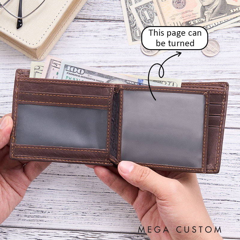 Personalized Engraved Leather Wallet Custom Men's Crazy Horse Wallet Anniversary/Birthday Gift for Him Husband Boyfriend Gift 