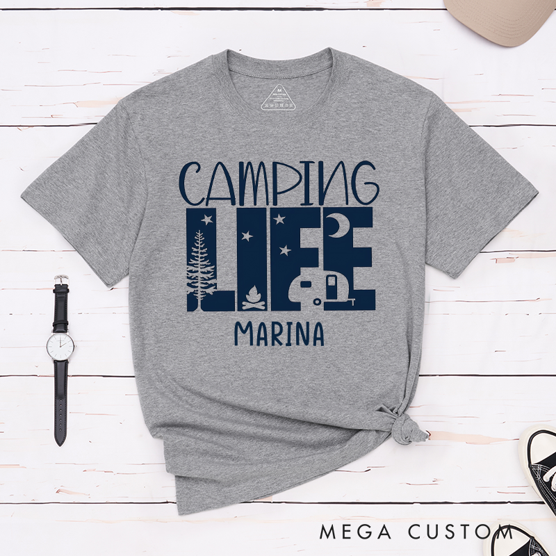 Personalized Camping Life T-Shirt Happy Campe Shirt Camping Outdoors Lover Gift