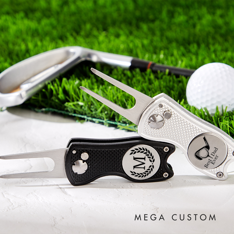 Personalized Golf Divot Repair Tool with Custom Initials Name and Durable Metal Design
