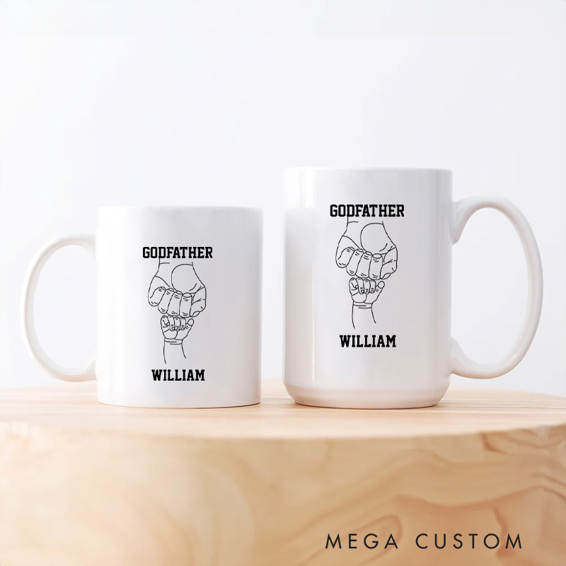 Personalized Godfather Ceramic Mug with Name Birthday Gift for Christian Positive Affirmation Religious Gift for Christian