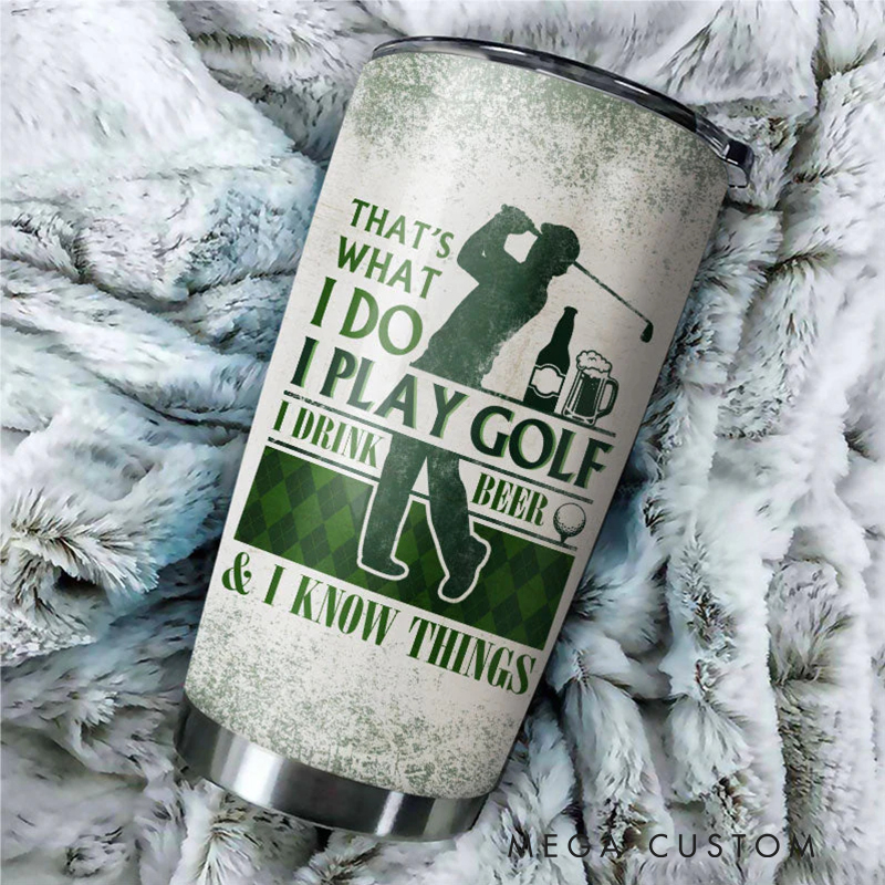 Personalized Golfer’s Tumbler Featuring Unique Golf-Themed Design
