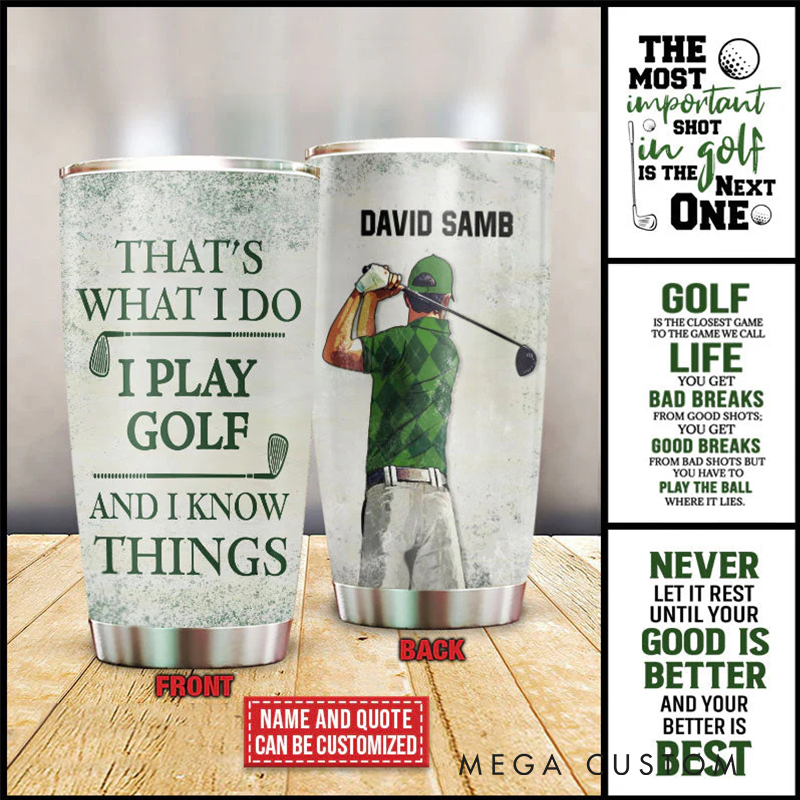 Personalized Golf Lover Tumbler with Customizable Name and Details  
