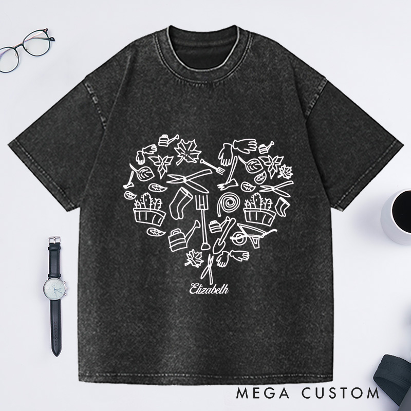 Personalized Plant Lover Washed T-Shirts Farmer T-Shirt Hoeing Ain't Easy Shirt Gift For Gardeners Botanical Shirt Gardening Shirt