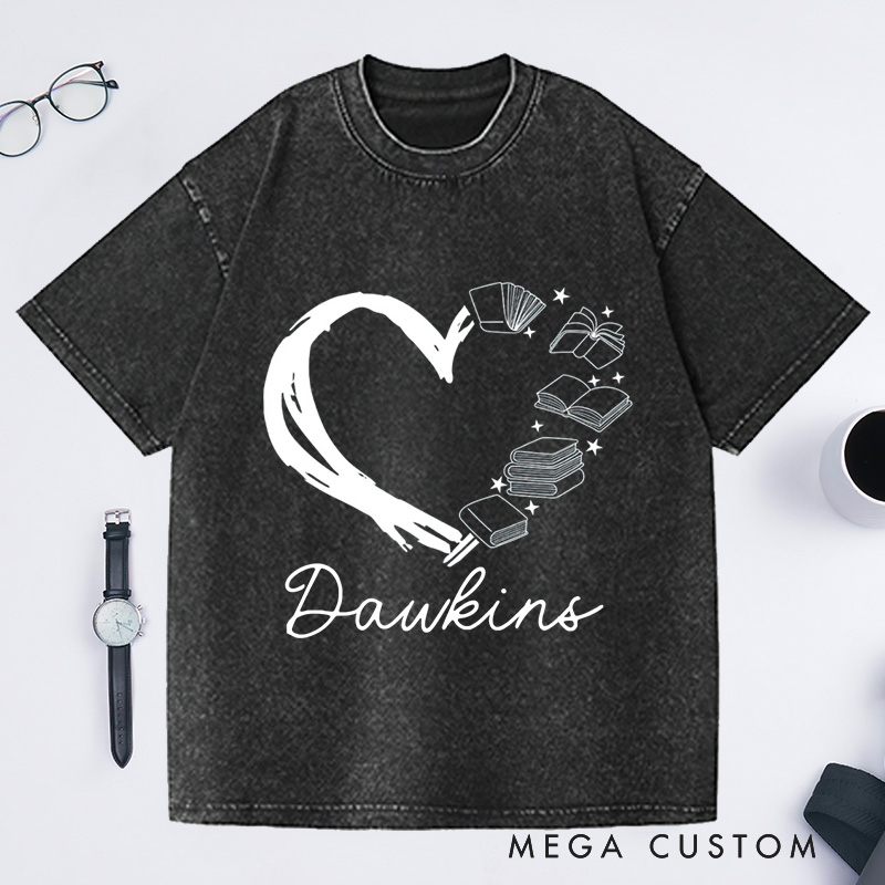 Personalized Love of Books Washed T-Shirts Book Lover Gift Reading Shirt Bookworm Shirt 