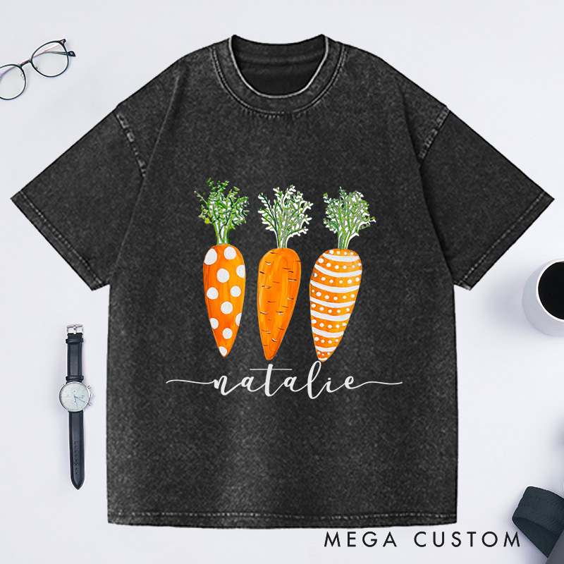 Personalized Carrots Washed T-Shirts Gardening Lover Gifts