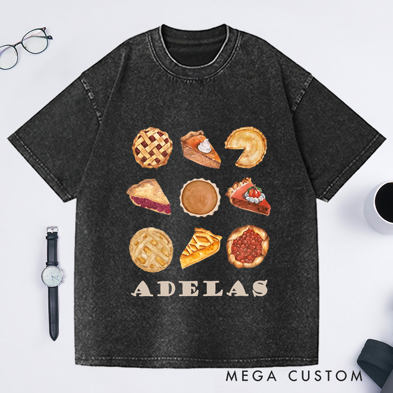 Personalized Comfort Colors Pumpkin Pie Washed T-Shirts Fall Shirt Thanksgiving Gift Thanksgiving Shirt