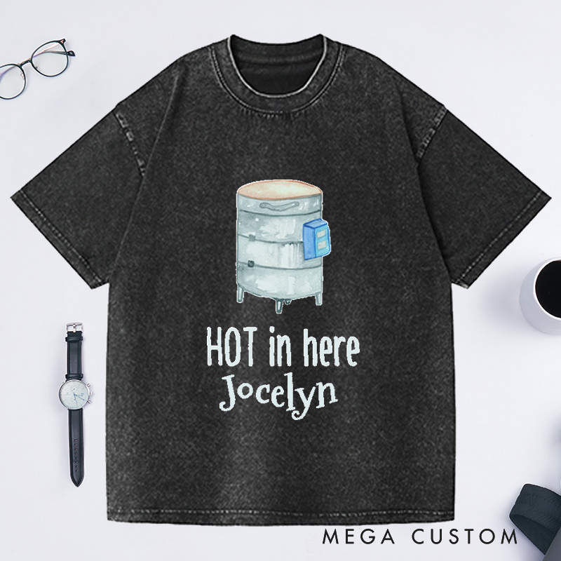 Personalized It's Getting Hot In Here Washed T-Shirts Ceramic Artist Shirt Potters Apparel Funny Kiln Tee