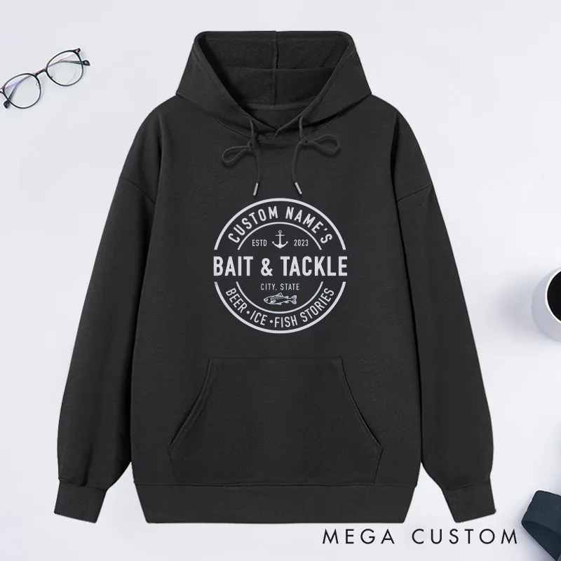 Personalized Classic Bait and Tackle Fishing Classic Hoodie Custom Fishing Gift for Anglers
