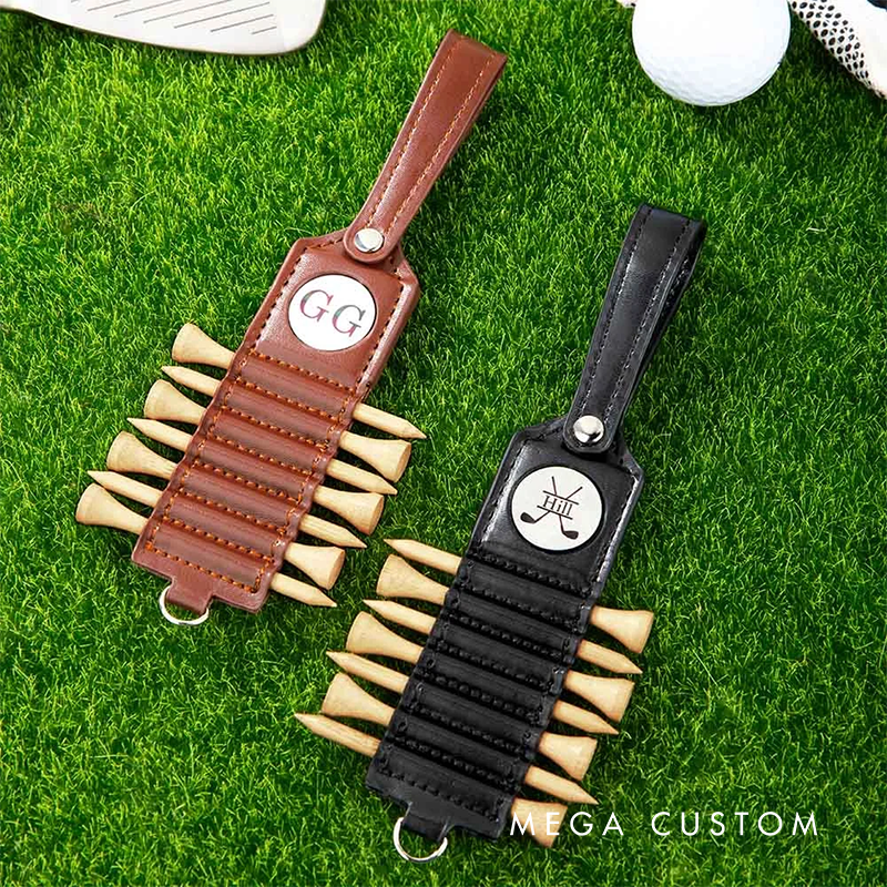 Personalized Leather Golf Tee Holder with Customizable Designs for Golf Enthusiasts