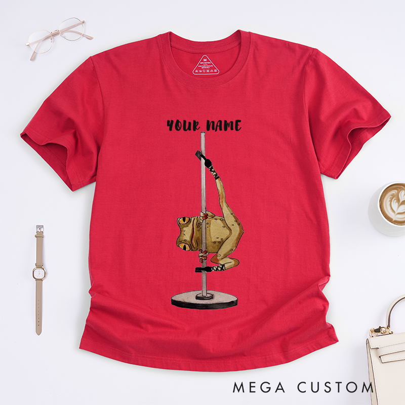 Personalized Frog Pole Dancing T-Shirt Funny Custom Name Unisex Gift Cute Animal Dance Lover Unique Customizable Present for Friends Family
