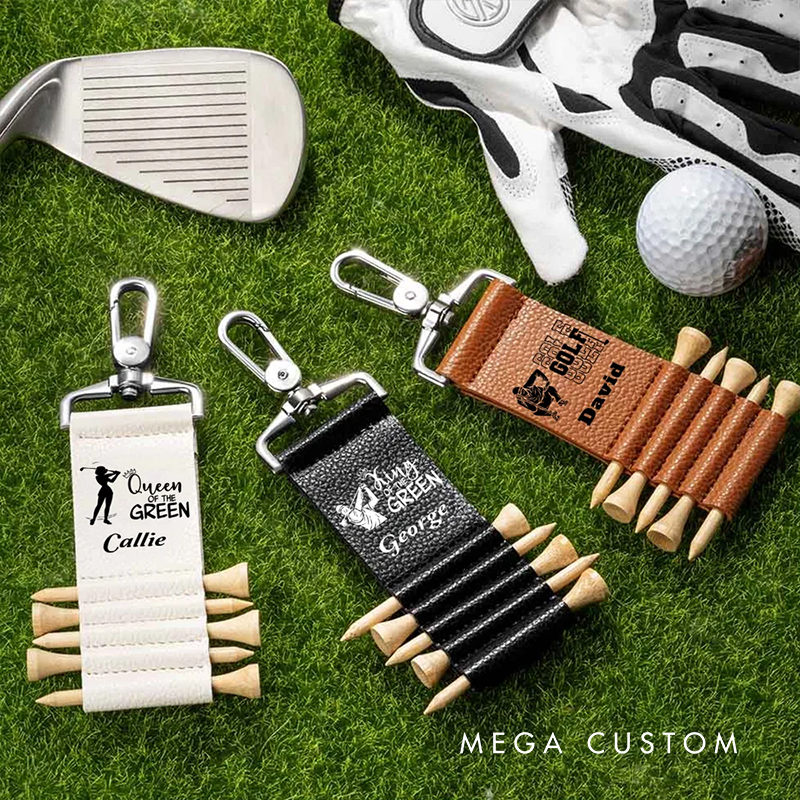 Personalized Golf Tee Holder Keychain with Custom Name and Unique Designs
